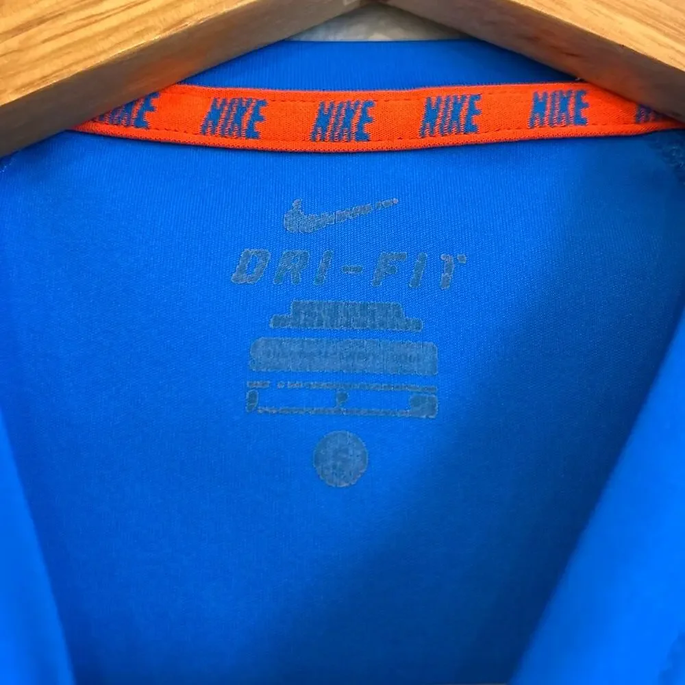 Nike Boys Dri-Fit Long Sleeve Tee Neon Blue Orange Small